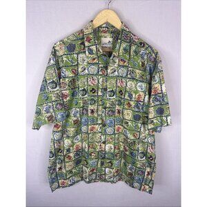 Kahala 1936 Hawaiian Shirt Mens XL Green Fish Print Aloha Made Hawaii